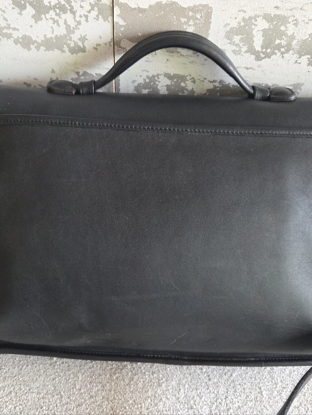 Coach Black Leather Laptop Briefcase with Gold Hardware and Removable Strap
